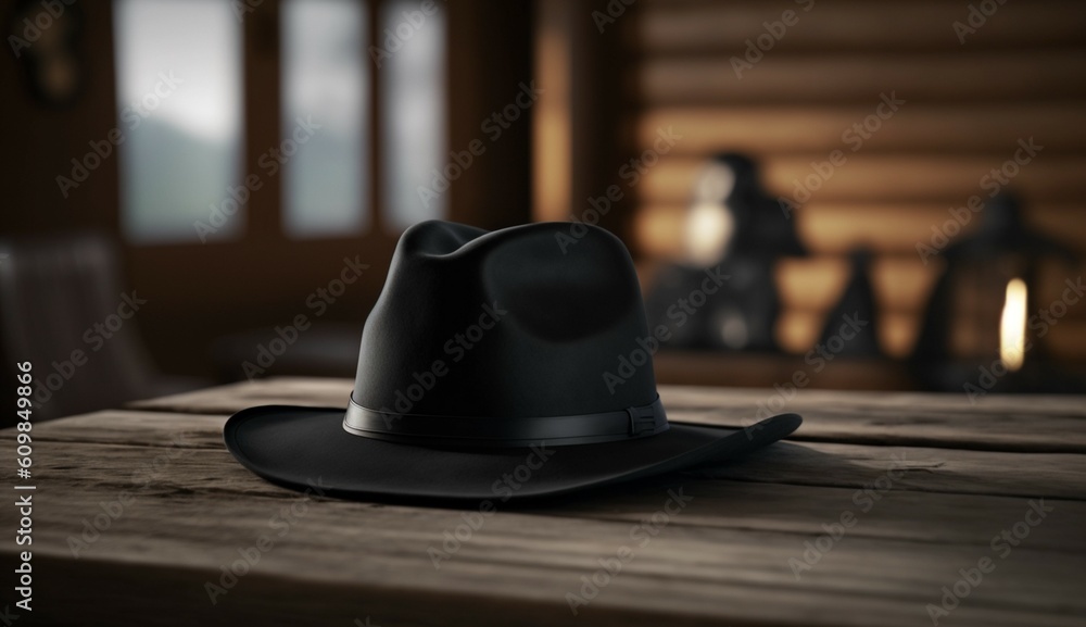 Hat Template on Wooden Surface Generative Ai Hat Template on Wooden Surface Generative Ai