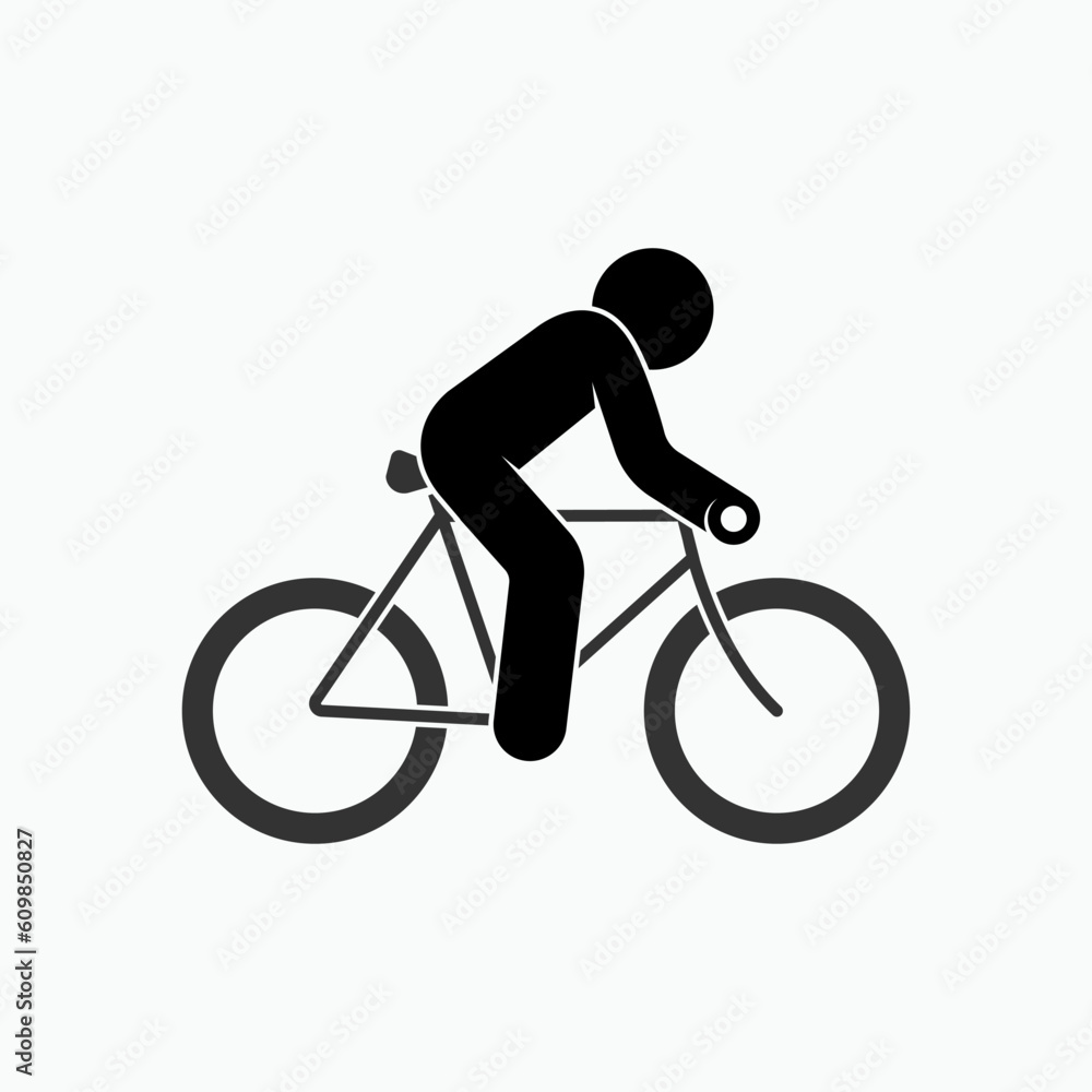 Obraz premium Bicycle Man Icon. Bike to Work Symbol. Sport Element Sign - Vector