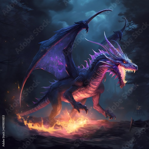 Purple violet dragon created with AI