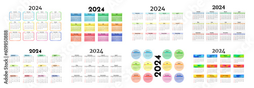 Calendar for 2024 isolated on a white background