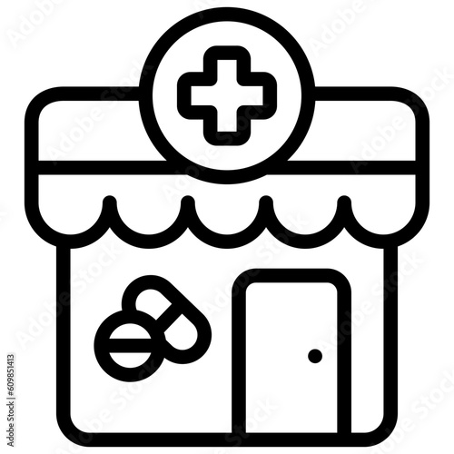 drug store icon illustration design with outline