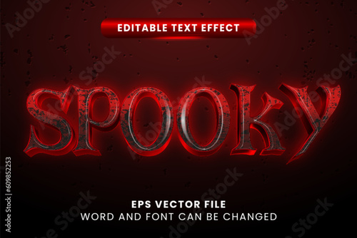 Red neon spooky halloween editable vector text effect