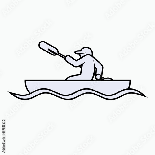 Canoeing Icon. Kayak Sport Water Symbol. 