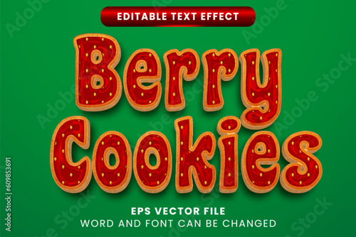 Berry cookies editable vector text effect