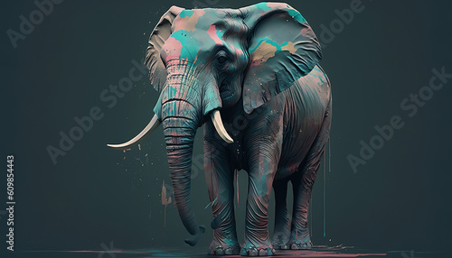 Elephant animal abstract wallpaper. Soft background tusker in Pastel colors generative ai