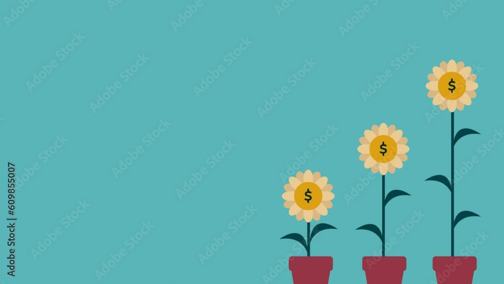 Animated Footage of Money flower symbolizes wealth, prosperity, finance