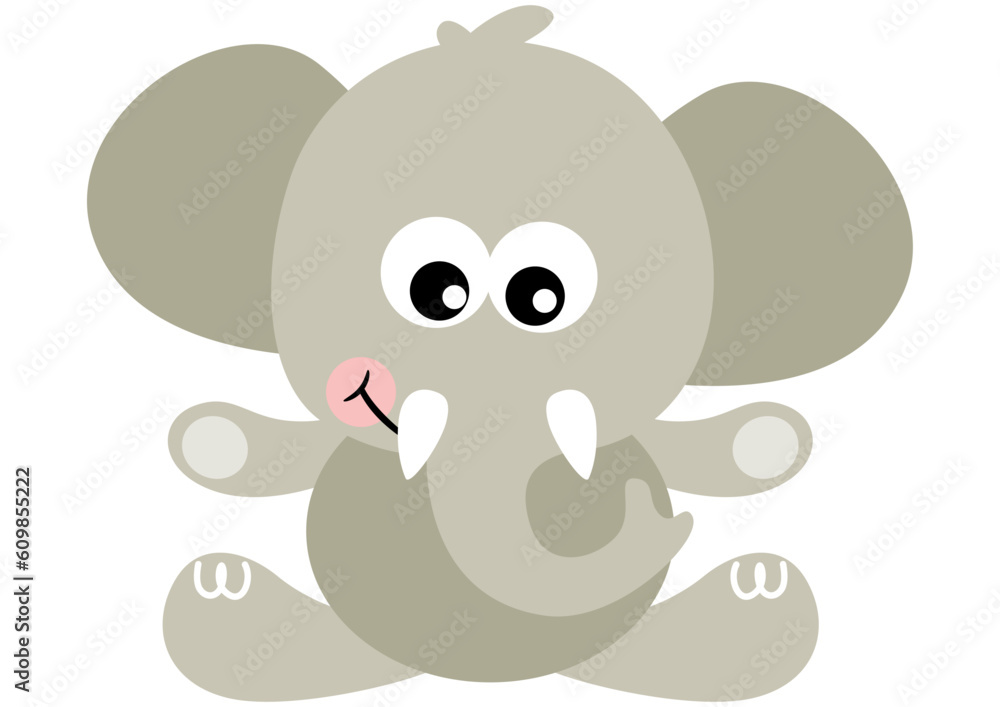Cute gray elephant sitting isolated on white Cute gray elephant sitting isolated on white
