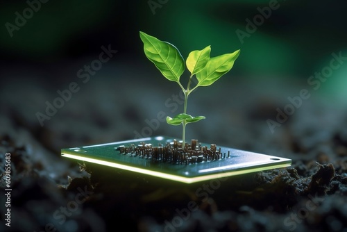 Conceptual Fusion A Green Sprout Tree on a Microchip Generative Ai