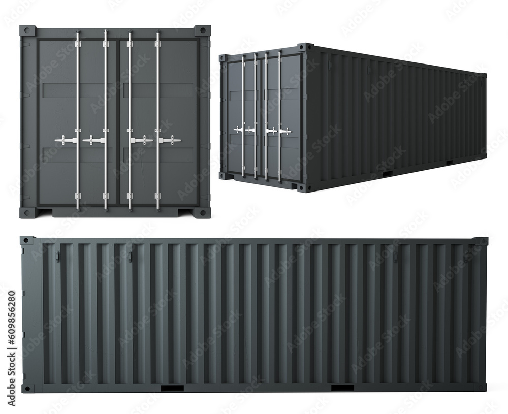 3d rendering of gray container cargo on white background 3d rendering of gray container cargo on white background