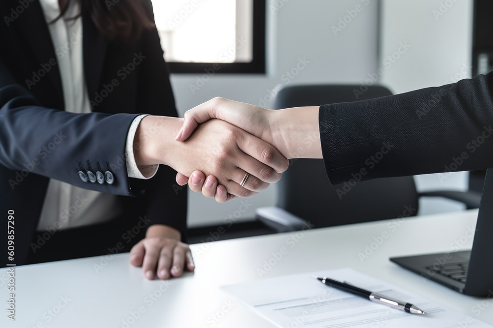Successful Professionals Shaking Hands After A Job Interview - Generative AI Successful Professionals Shaking Hands After A Job Interview - Generative AI