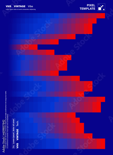 Abstract retro - vintage technology pixels computer elements print design template, nostalgic feeling