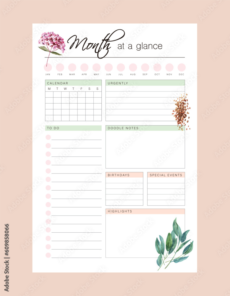 Month at a glance Planner. (relax tea time) Month at a glance Planner. (relax tea time)