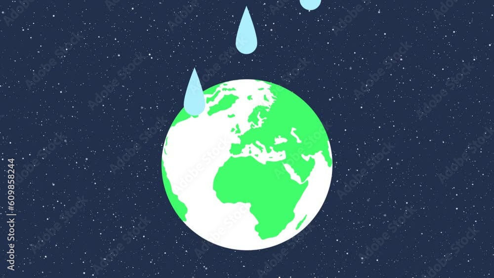 simple video animation planet Earth and drop of water simple video animation planet Earth and drop of water