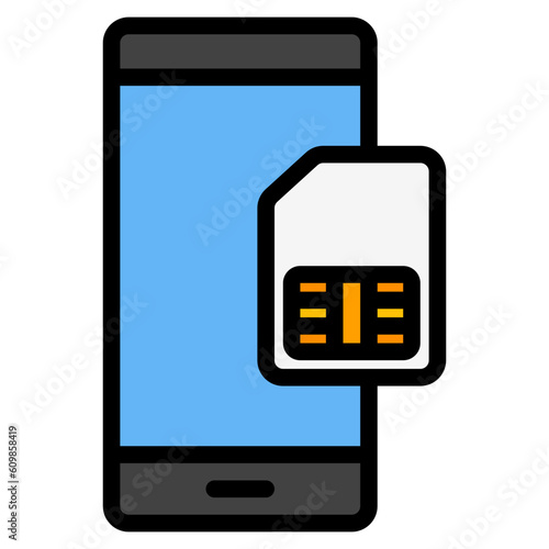 Sim card smartphone filled line icon, use for website mobile app presentation