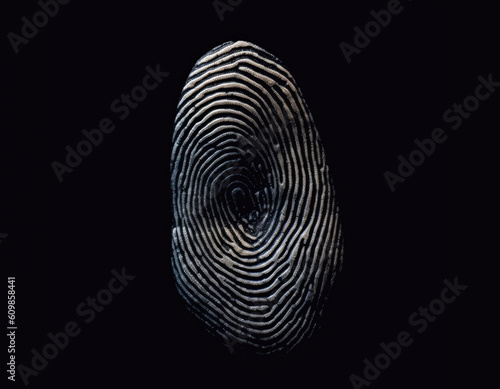 3D fingerprint analysis technology. finger print recognition and identification. Security personnel ID technology concept. Isolated on black. Hand edited generative Ai.