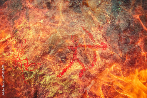 Ancient rock painting, a glimpse into the past. © jozefklopacka