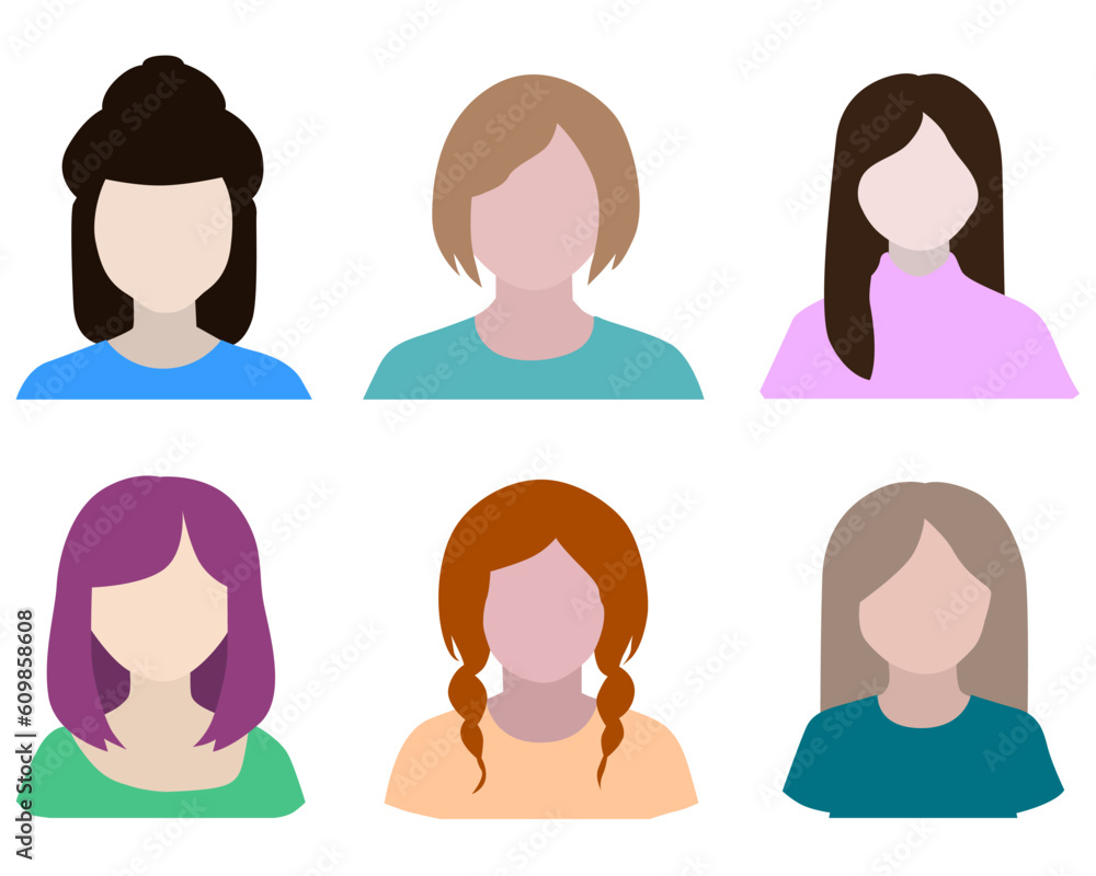 Group of people in casual clothes women avatar vector icons. Concept design people characters. Group of people in casual clothes women avatar vector icons. Concept design people characters.