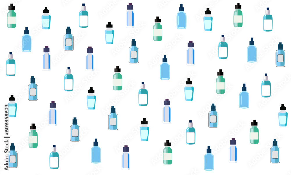 Background with bottles of lotion, cream, cosmetics for body care illustration