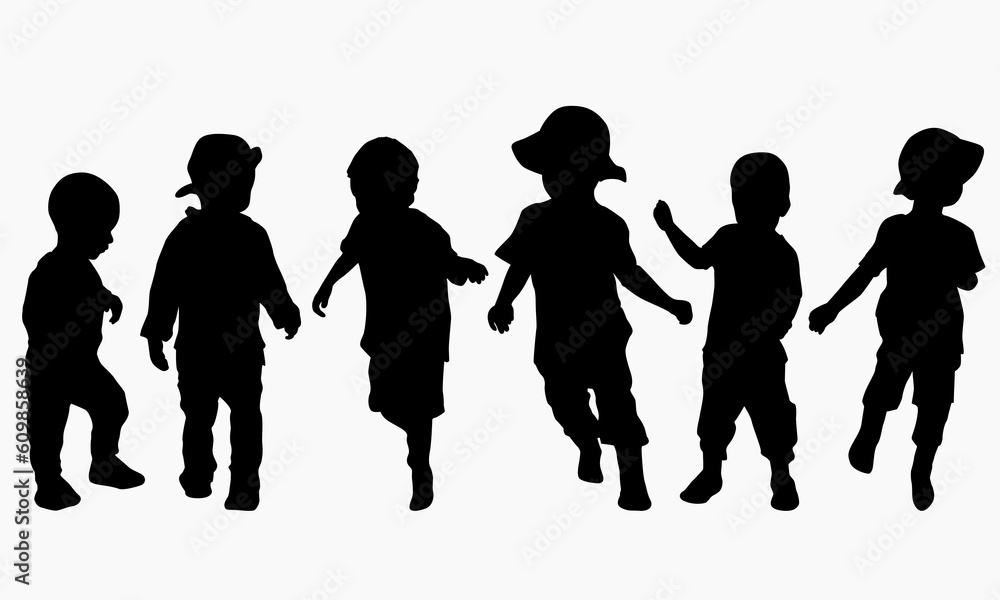 Little boys playing outdoor in the summer vector concept illustration Little boys playing outdoor in the summer vector concept illustration