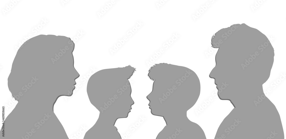 Happy concept family silhouettes illustration