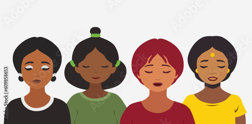 Group of people in casual clothes omen avatar vector icons. Concept design people characters.