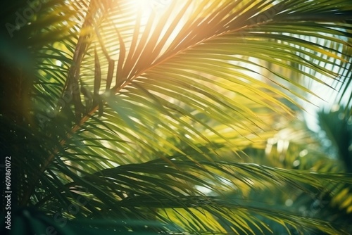 beautiful tropical palm trees  closeup Generative AI
