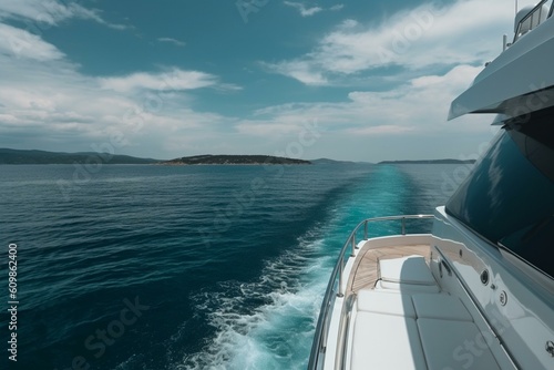 view of the azure sea from the yacht Generative AI © forenna