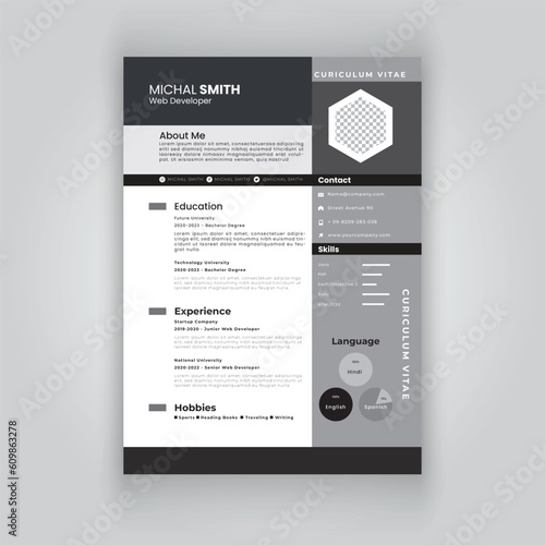 Clean and modern resume or cv template in a4.