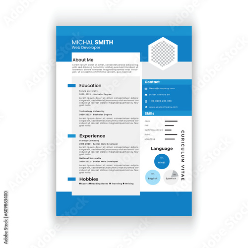 Modern and clean resume or cv template.