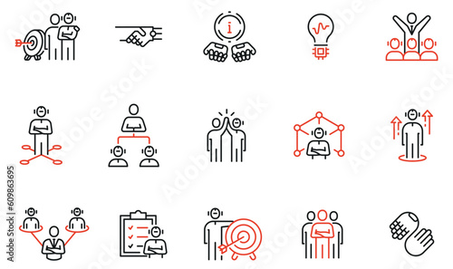 Vector Set of Linear Icons Related to Human Interaction with Artificial Intelligence. Possibilities of Technology. Mono Line Pictograms and Infographics Design Elements - part 2