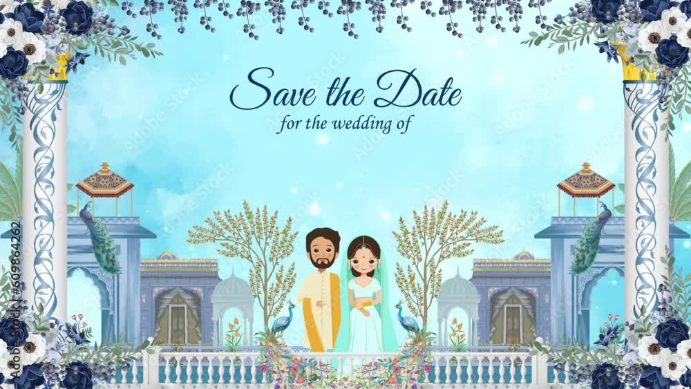 Beautiful Wedding Couple Animation Wedding Invitation Template For Save The Date Animated Video