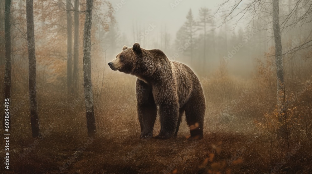 a brown bear stands in a forest Generative Ai a brown bear stands in a forest Generative Ai