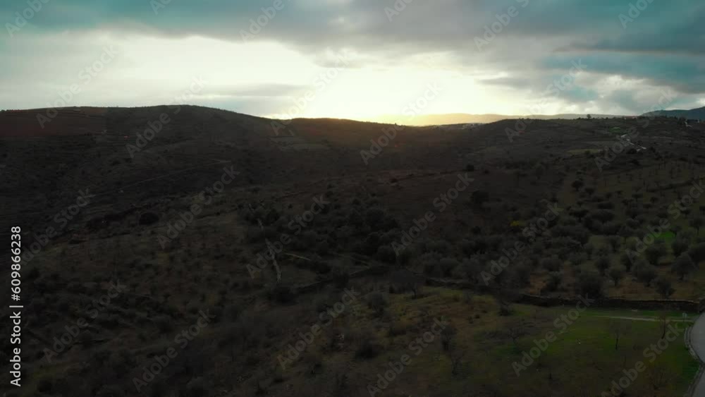 Rainy Countryside Mountain at Sunset on Drone Rainy Countryside Mountain at Sunset on Drone