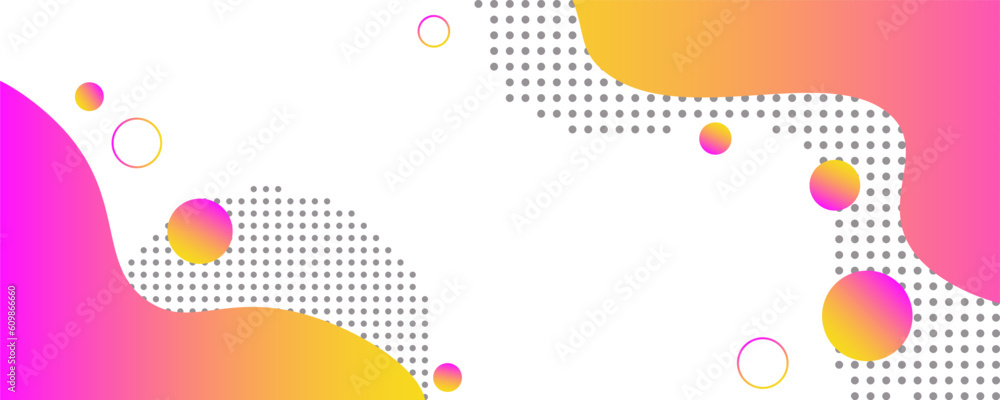 Abstract banner, yellow purple gradient, vector. Colorful background with colored spots, lines and circles.