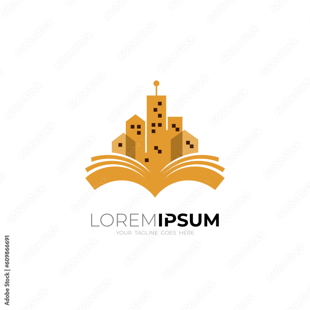 Book logo and building design vector, university logos