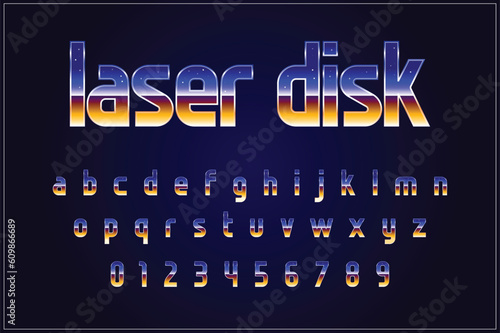 80's - 90's Retro Futurism Sci-Fi Font. Alphabet. Vector. Retro wave trend. Y2K Aesthetics. Retrowave.