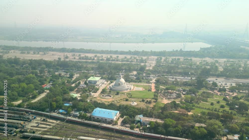 Delhi: Aerial view of capital city of India in spring - landscape panorama of South Asia from above Delhi: Aerial view of capital city of India in spring - landscape panorama of South Asia from above