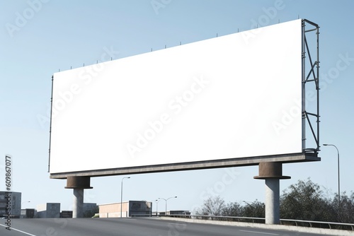 Mockup of an advertising billboard on a highway. Ai generated.