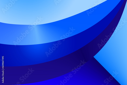 Abstract Blue Background Gradient Bright Dark Blue Geometric Template Presentation Modern Luxury Futuristic. Art Curve Line Shape Wallpaper Vector Illustration Design