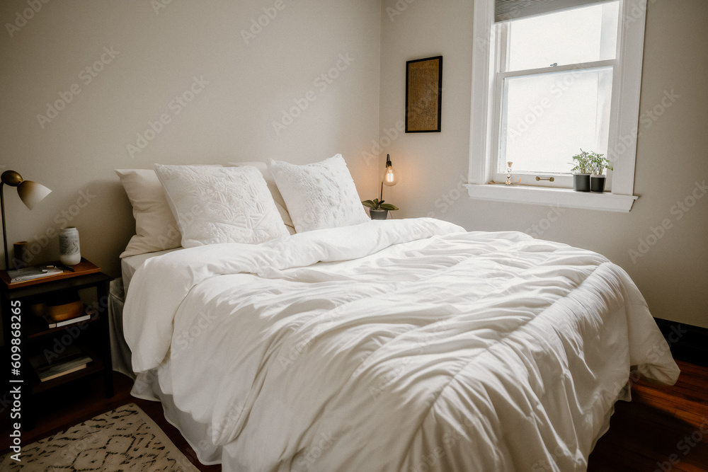 Bet with clear new sheets, ai generated Bet with clear new sheets, ai generated