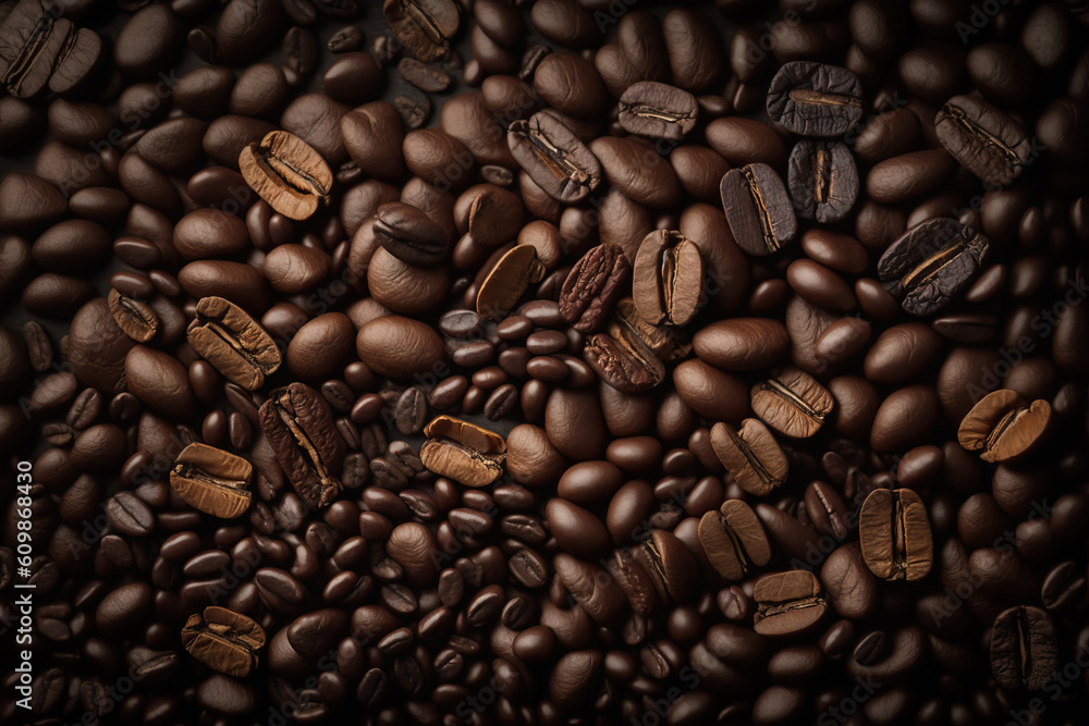 Obraz premium Background from coffee beans, generative ai.