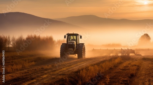 tractor at sunset © Zain Graphics