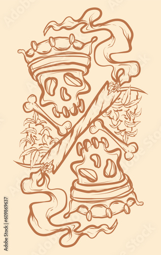 Illustration of Skull Marijuana in pop art style