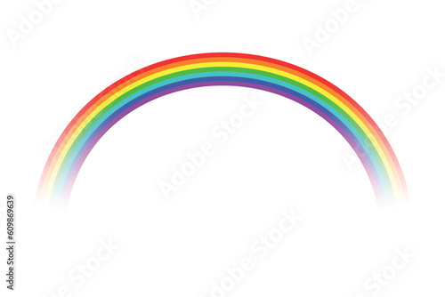 Striped rainbow arc with transparency effect isolated on white background. Vector
