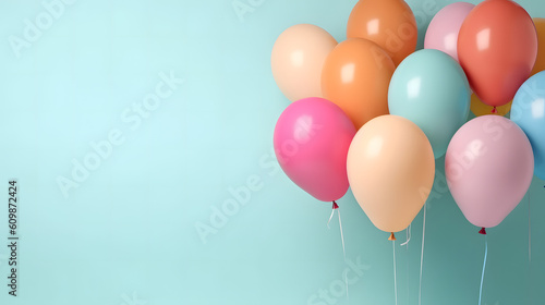 balloons on blue background generated AI.
