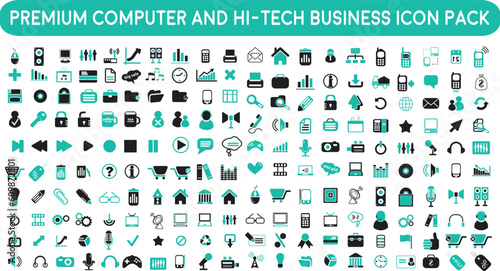 set of icons | premium Computer Computer Accessories and Hi-Tech Business icon pack in flat design with addition Trendy Normal Routine signs 200 icon pack