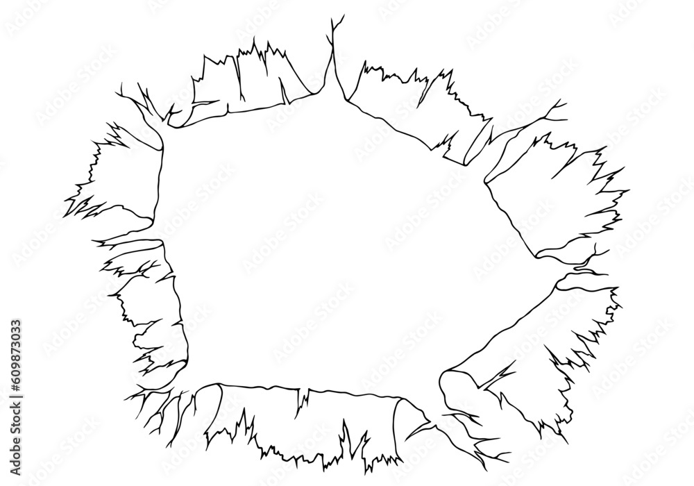 Paper with a torn hole in the middle. Hand Drawn. Freehand drawing ...