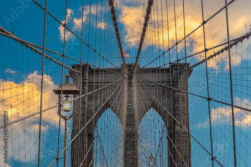 Brooklyn Bridge against a beautiful sky. New York, USA
