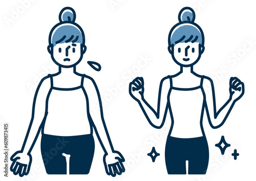 太った女性がダイエットをして痩せたビフォーアフター