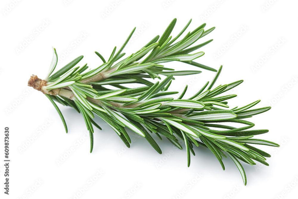 Fototapeta premium Ai generative. Rosemary twig and leaves on white
